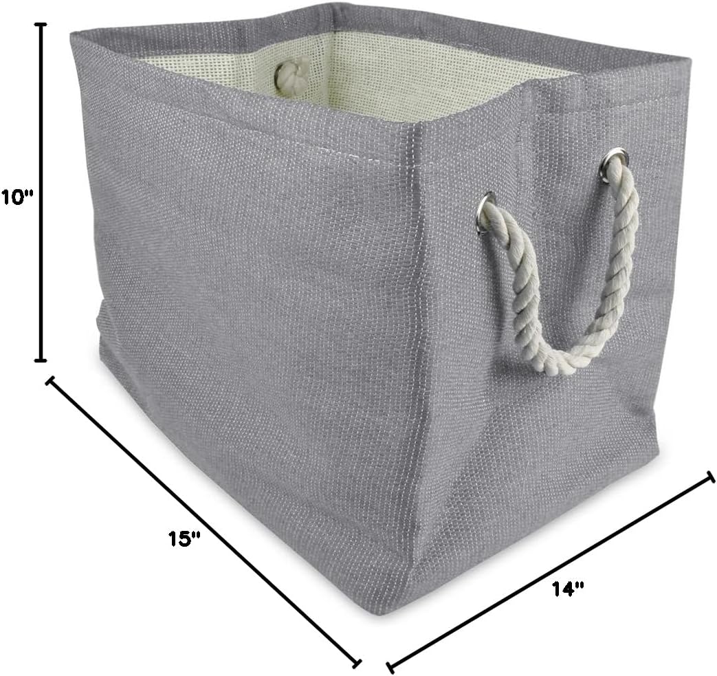 DII Storage Basket or Bin, Collapsible & Convenient Storage Solution for Office, Bedroom, Closet, Toys, Laundry (Large) - Pink Rugby Stripe - PuriLite