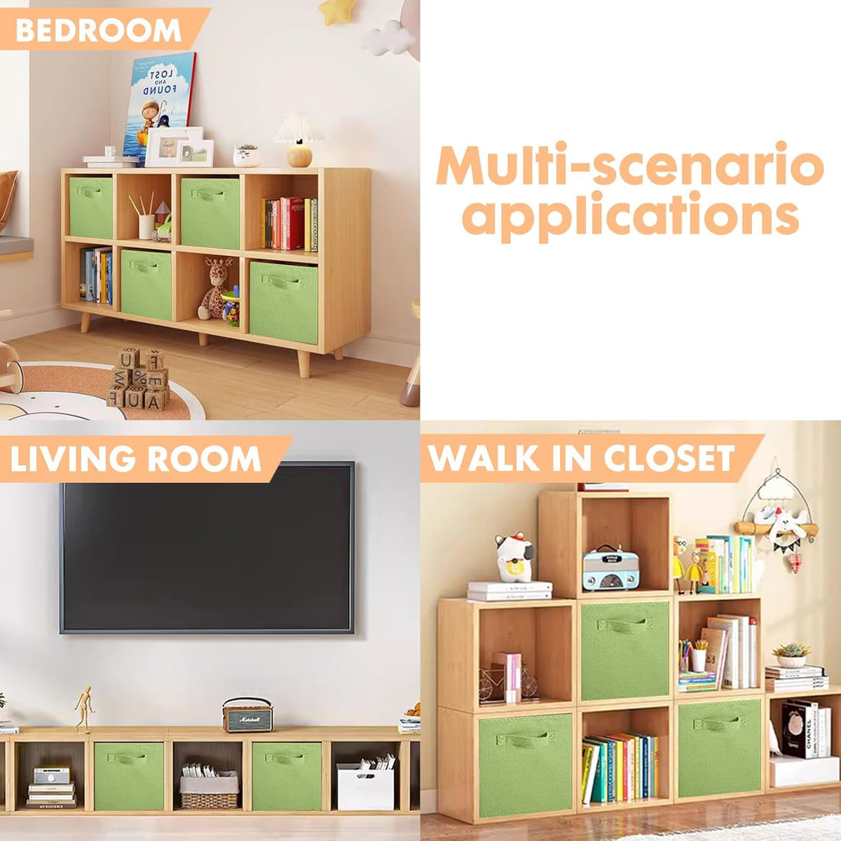 ShellKingdom Storage Bins, Foldable Fabric Storage Cubes And Cloth Organizer Drawer For Closet And Toys, 6 Pack (Lavender+Light Blue+Pink) - PuriLite