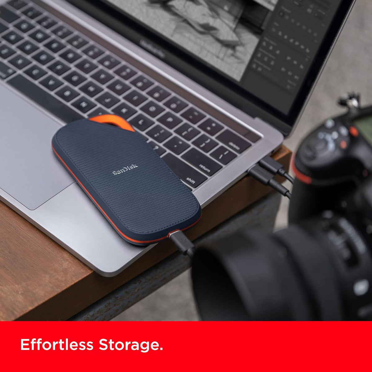 4TB SanDisk Extreme PRO Portable SSD with USB4, Up to 3800 MB/s Read and 3700MB/s Write, USB-C, USB 3.2, Backwards Compatible, IP65 Water and Dust Resistance - SDSSDE82-4T00-G25 - PuriLite