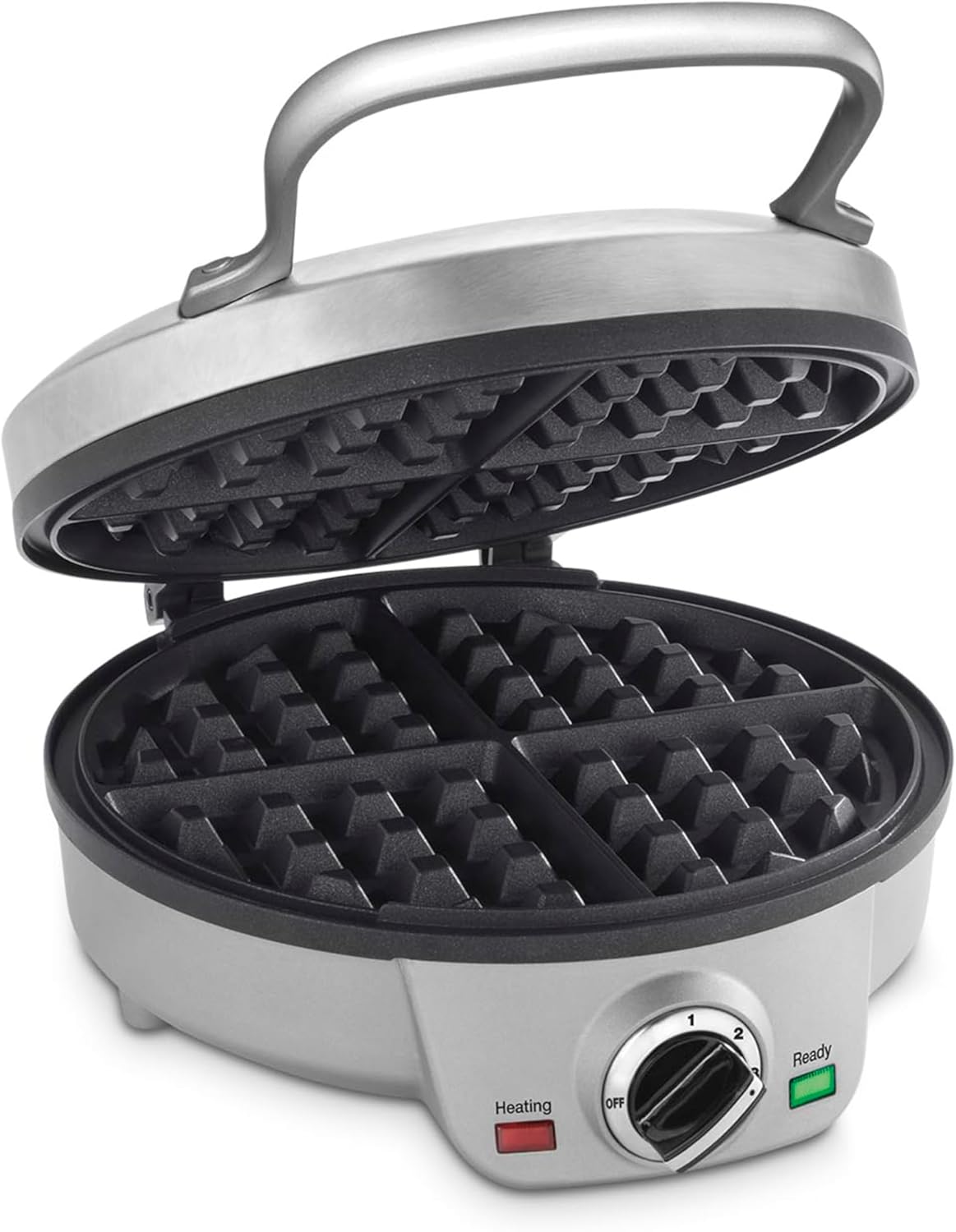 Cuisinart 4-Slice Round Belgian Waffle Maker, Non-Stick Coated Plates, Silver (WAF-200C) - PuriLite