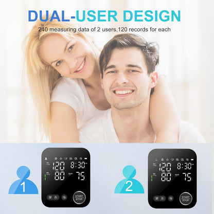 Blood Pressure Machine for Home Use, Adjustable 8.7"-16.5" Upper Arm Cuff Dual User Mode Voice Broadcast LED Backlit Display Monitor with Storage Bag - PuriLite