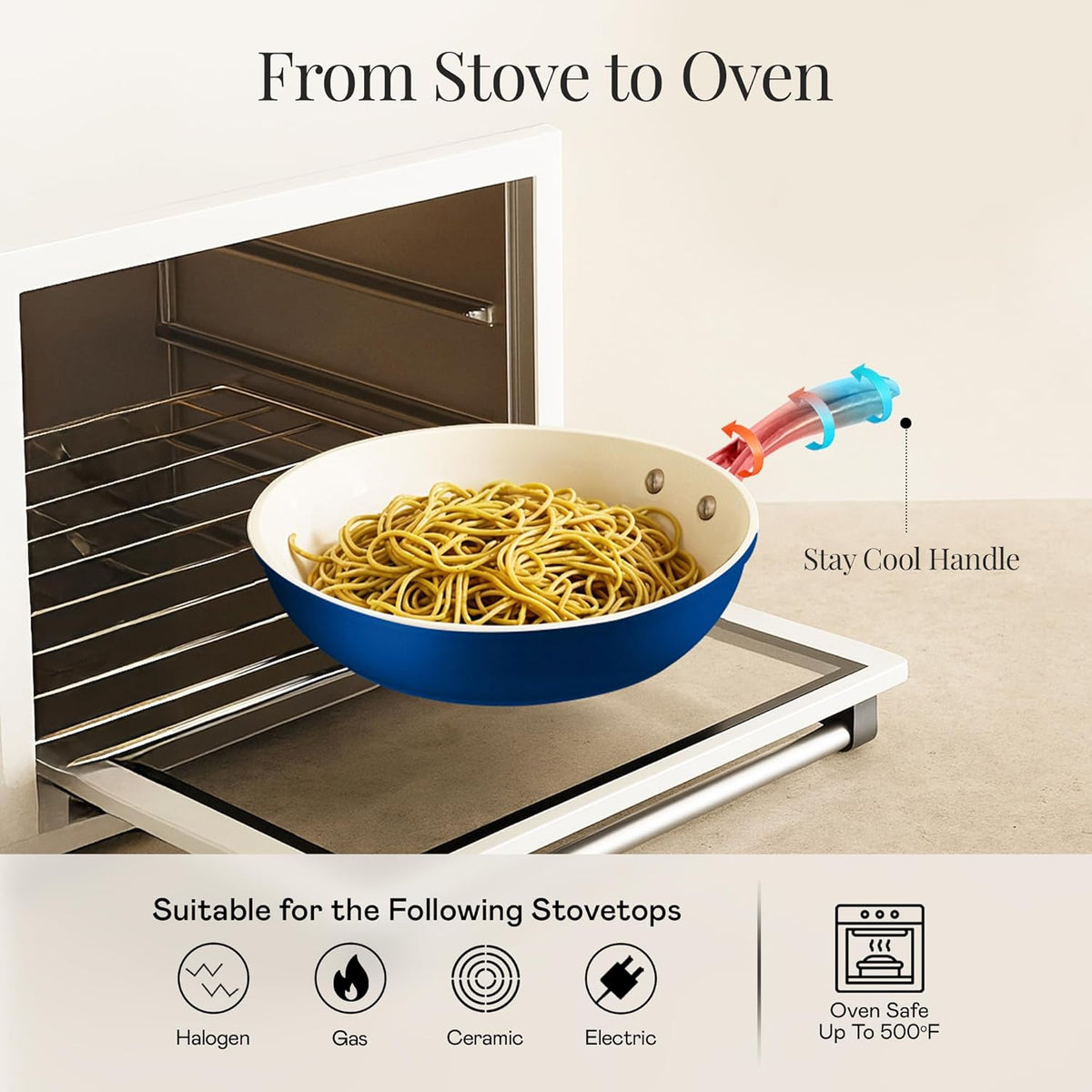 Gotham Steel 15 Pc Ceramic Pots and Pan Set, Non Stick Cookware Set with Steamer and Cooking Utensils, Non Toxic PFOA PFOS Free, Gold Stay Cool Handles, Oven and Dishwasher Safe - PuriLite