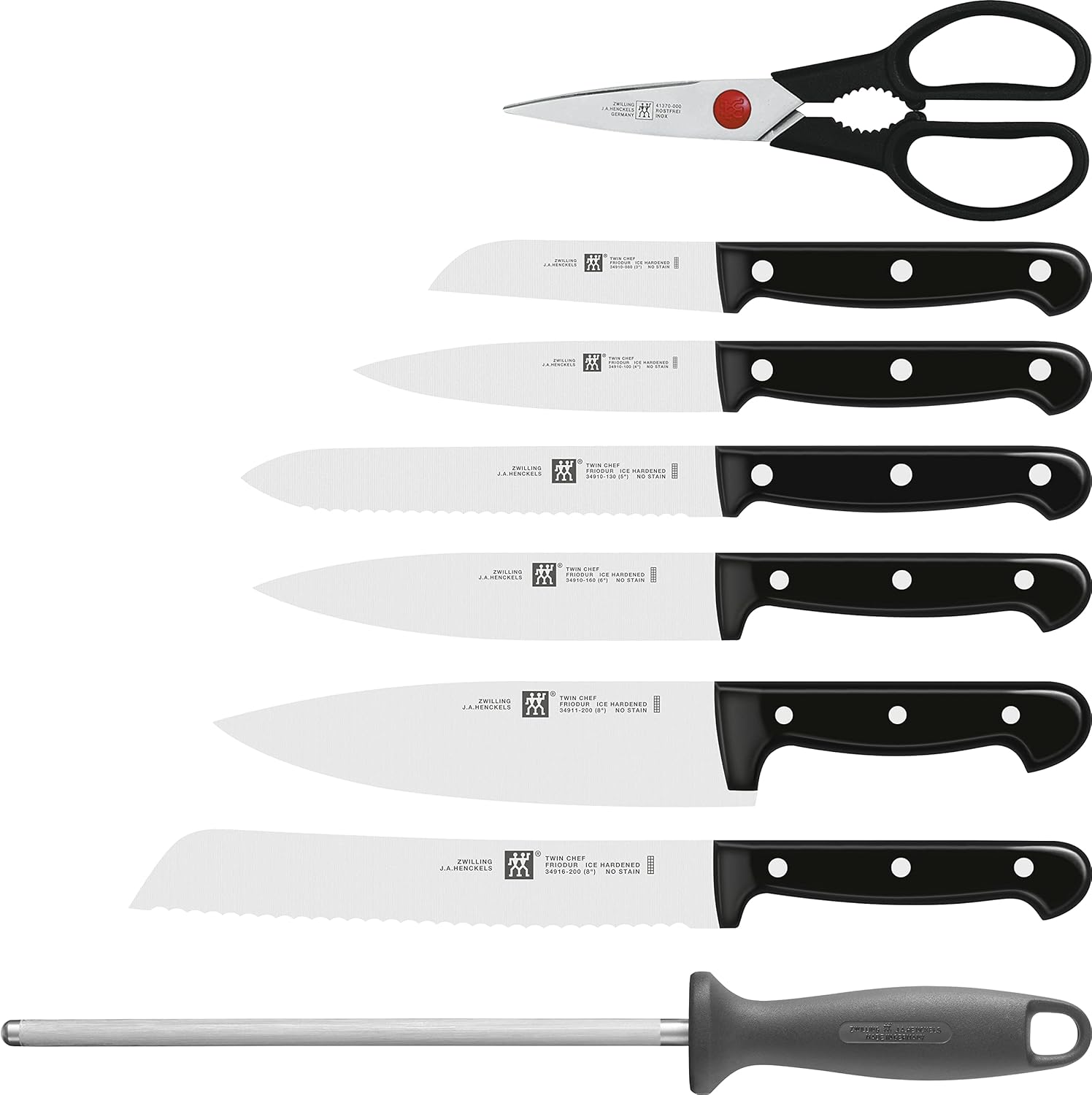 ZWILLING Twin Chef 9Piece Knife Block Set - Corrosion Resistant, Ice-Hardened Ultra Sharp Blades Graphite-Grey, Professional Knife Set, Durable, Dishwasher Safe - PuriLite