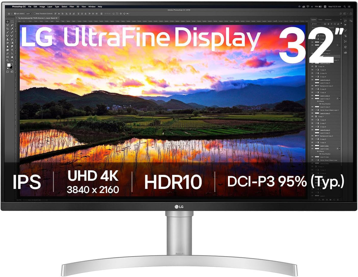 LG 27" 27BA45U-B 27" Ultrafine UHD (3840 x 2160) 4K IPS Monitor – 5ms 60Hz HDR10, DCI-P3 90%, Tilt/Height/Swivel/Pivot Adjustment, HDMI & DisplayPort, Eye Comfort, Black - PuriLite