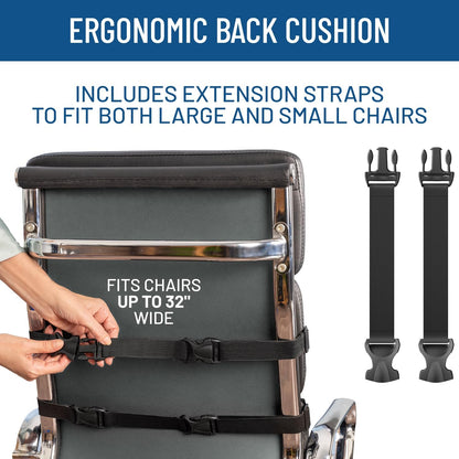 Everlasting Comfort Memory Foam Seat Cushion - Office Chair Cushion for Work, Travel, Car Support Pillow for Driving - Portable Seat for Chairs and Desks - Coussin Chaise - Black - PuriLite