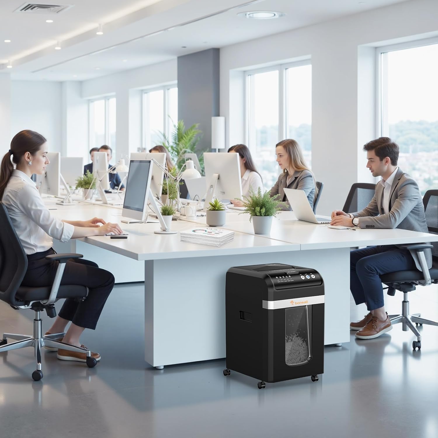 Bonsaii 200-Sheet Auto Feed Paper Shredder, 60 Minutes Nonstop Heavy Duty Shredders, 8.1 Gallon Large Bin Office Document Shredder, Micro-Cut/High Security P-4 Commercial Grade Shredder (C283-A) - PuriLite