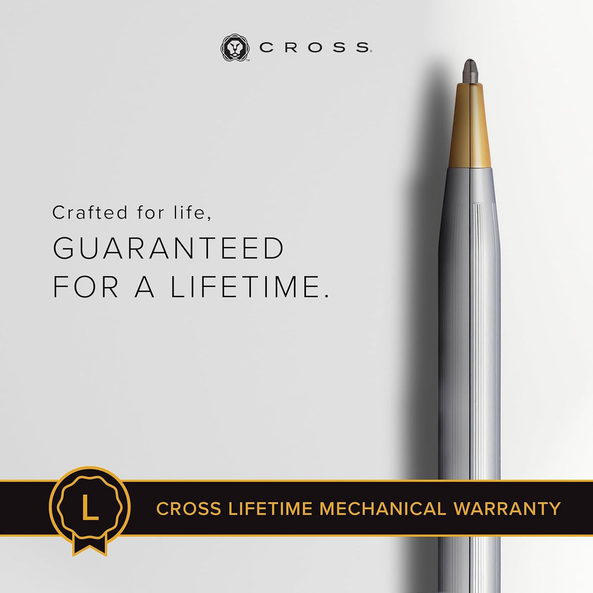 Cross Classic Century, Medalist, Ballpoint Pen, with Polished Chrome and 23 Karat Gold Plated Appointments (3302) - PuriLite