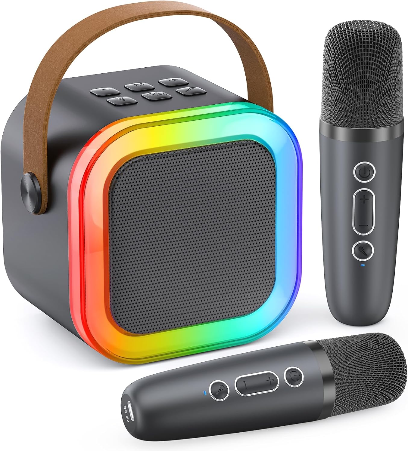 Karaoke Machine for Kids Adults, Portable Bluetooth Mini Karaoke Microphone Singing Speaker Karaoke Player with 2 Wireless Mic Toys for All Smartphones,Birthday, Family,Home Party (Purple) - PuriLite