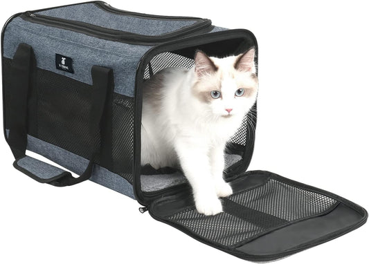 X-ZONE PET Cat Carrier Dog Carrier Pet Carrier for Small Medium Cats Dogs Puppies of 15 Lbs,Airline Approved Soft Sided Pet Travel Carrier,Dog Carriers for Small Dogs - Black Grey Purple Blue Brown - PuriLite