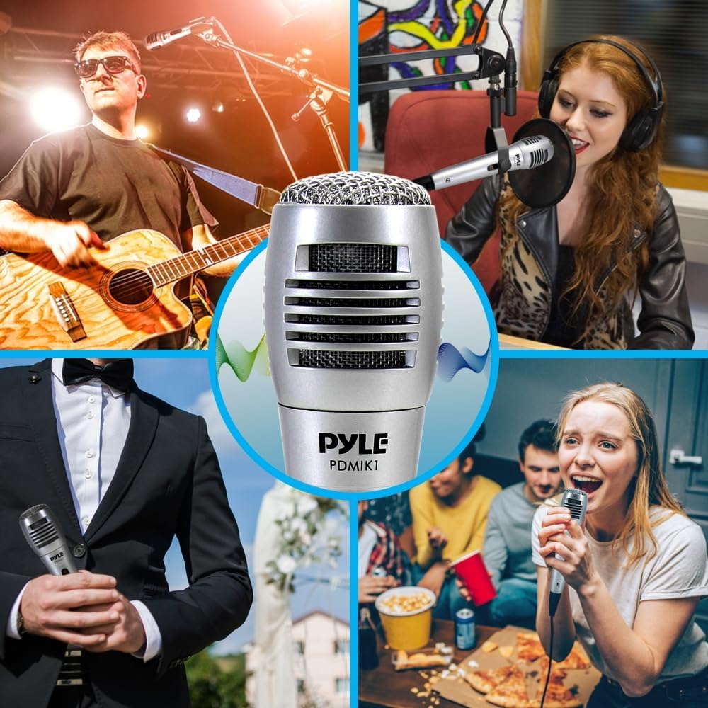 Pyle Professional Dynamic Vocal Microphone - Moving Coil Dynamic Cardioid Unidirectional Handheld Microphone with ON/OFF Switch Includes 15ft XLR Audio Cable to 1/4'' Audio Connection - PDMIC59 - PuriLite