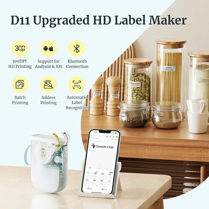 NIIMBOT D110 Mini Label Maker Machine with Tape(Pre-Cut Size 12x40mm), Portable Bluetooth Sticker Printer, Inkless Automatic Feeding One-Touch Custom Printing, Compatible with Phone Only - PuriLite