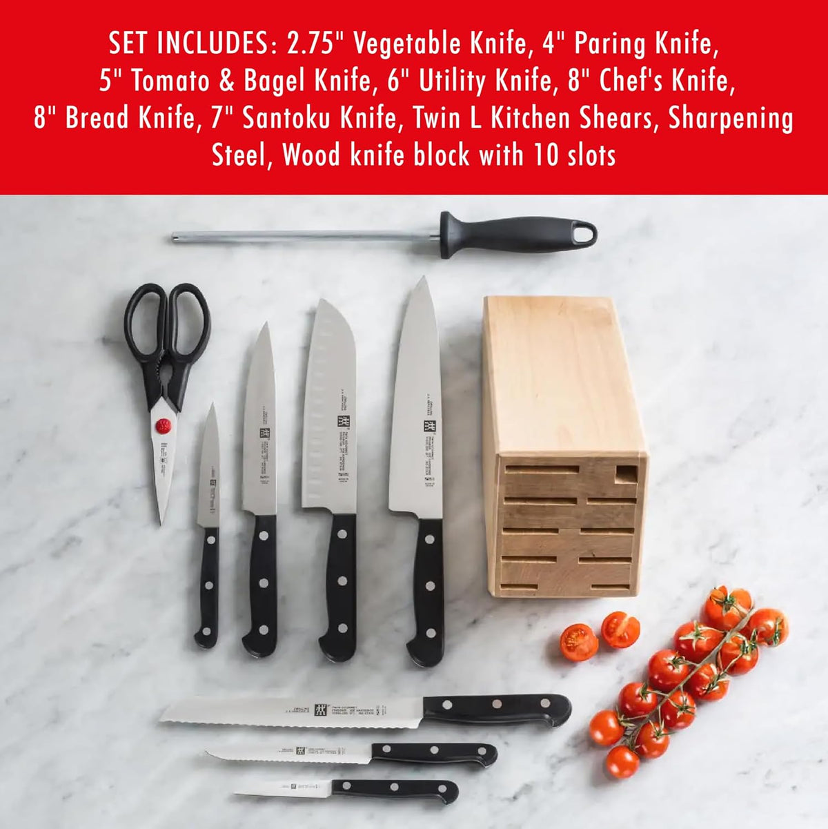 Zwilling J.A. Henckels HI Forged Contour 9 PC Block Set, Black/Silver - PuriLite