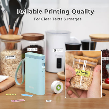 Nelko Label Maker Machine with Tape, P21 Portable Bluetooth Label Printer, Wireless Built-in Cutter Sticker Maker Mini Label Makers with Multiple Templates for School Organizing Office Home, White - PuriLite