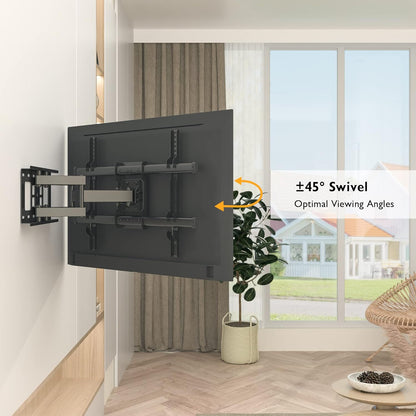 BONTEC Full Motion TV Wall Mount for 37-84 Inch LED LCD OLED Flat Curved TVs, Swivel Tilt Articulating Dual Arm TV Mount Bracket Holds up to 132lbs, Max VESA 600x400mm, Easy Installation - PuriLite
