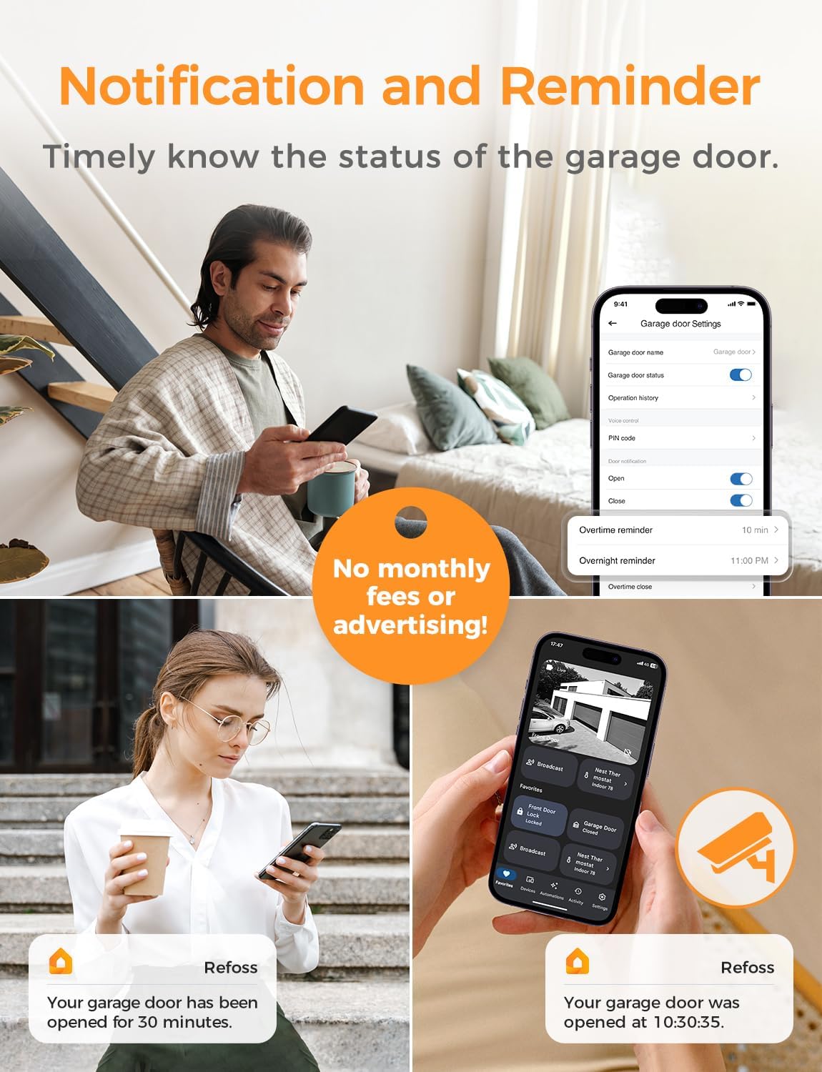 Refoss Smart Wi-Fi Garage Door Opener, APP Control, Compatible with Alexa, Google Assistant, 𝗡𝗼 𝗛𝘂𝗯 Needed - PuriLite