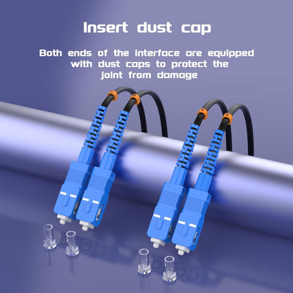 Buacoz 200 Meters LC to LC UPC Outdoor Armored Fiber Patch Cable, 9/125um Single Mode Duplex Fiber Optic Internet Cables, Jumper Optical Patch Cord, (200M/656ft), TPU Black - PuriLite