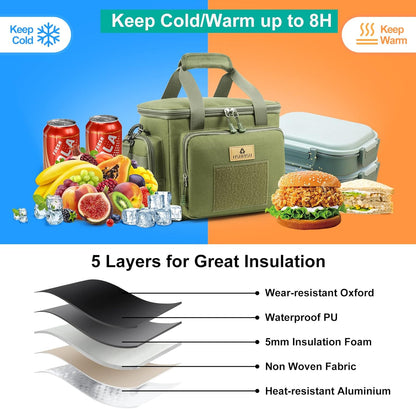 HSHRISH Tactical Large Lunch Bag for Men,Leakproof Insulated Lunch Box, Durable Soft Cooler Bag with Shoulder Strap Lunch Pail for Work Shifts Outdoor - PuriLite