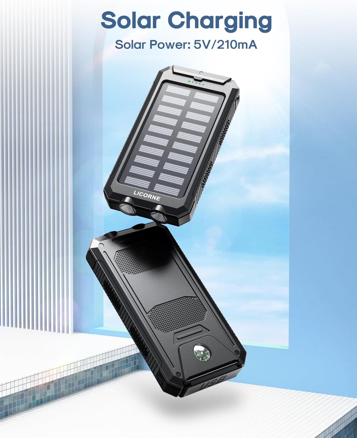 Solar Charger Power Bank Fast Charging - 30000mAh Portable Solar Phone Battery Panel Charger, QC3.0 Dual USB Port Battery Pack Charger Portable for All Cell Phones & Electronic Devices - PuriLite