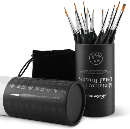 Detail Paint Brushes Set 10pcs Miniature Brushes for Fine Detailing & Art Painting - Acrylic, Watercolor,Oil,Models - PuriLite