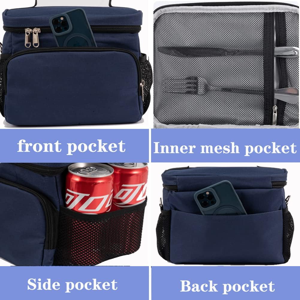 Insulated Lunch Bag for Women/Men Reusable Lunch Box Tote Bag, Large Thermal Cooler Bag with Adjustable Shoulder Strap for Kids and Adult,for Work/School/Outdoor Activity - PuriLite