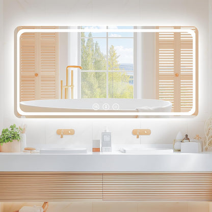 Lmsedf 24" x 32"Rectangle LED Bathroom Mirror with Lights, Backlit & Front Lighted, Wall-Mounted Vanity Mirror 3000K/4000K/6000K, Memory Functions, Anti-Fog, Dimmable Smart Mirror - PuriLite