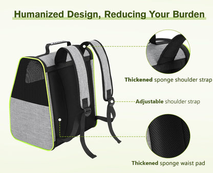 Pecute Expandable Cat Backpack Carrier, Small Dog Backpack Carrier, Pet Backpack Carriers for Cats Dogs Puppy Kitten, Cat Carriers Bag Carrying for Travel Hiking Bike Riding Walking Outdoor,Grey - PuriLite