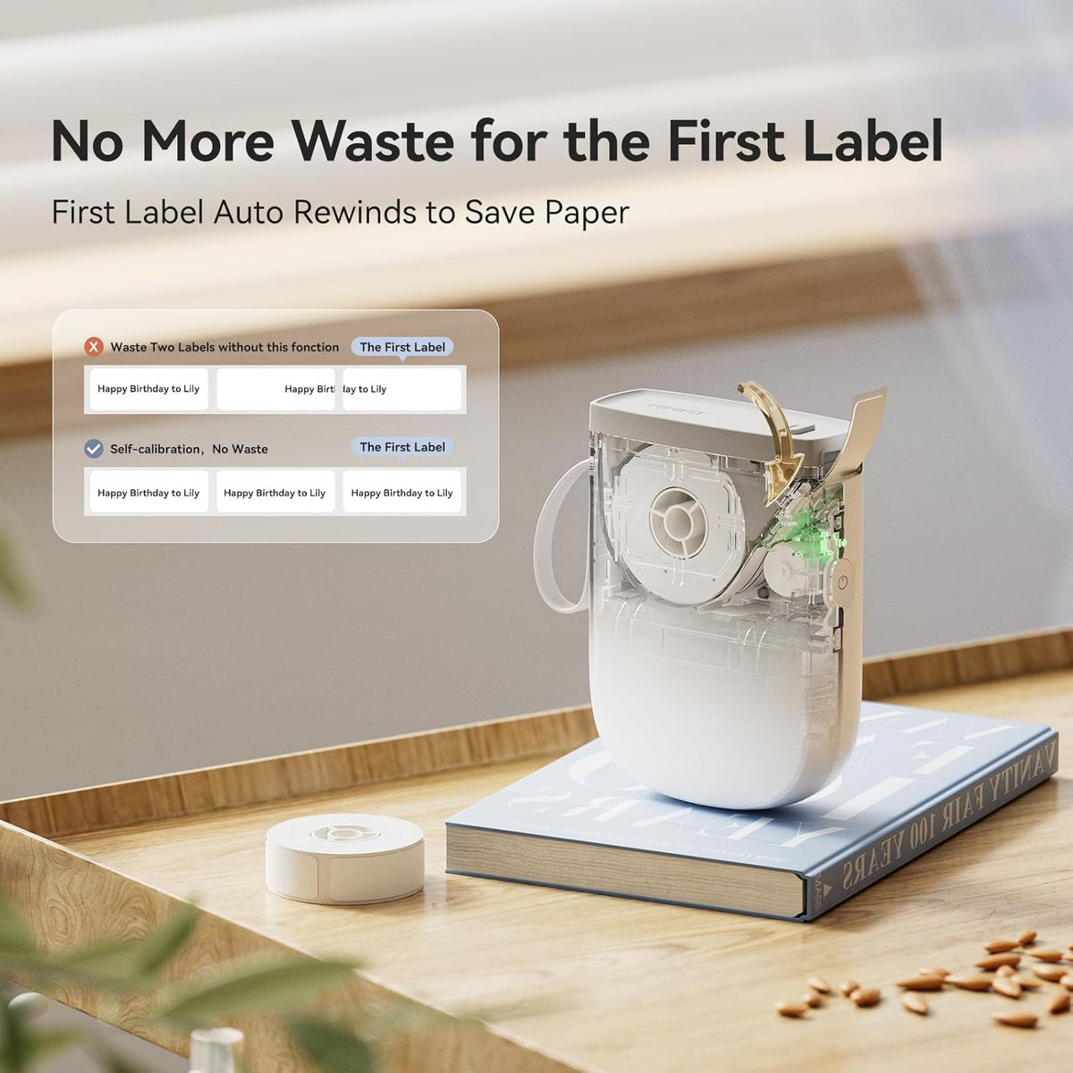 NIIMBOT D110 Mini Label Maker Machine with Tape(Pre-Cut Size 12x40mm), Portable Bluetooth Sticker Printer, Inkless Automatic Feeding One-Touch Custom Printing, Compatible with Phone Only - PuriLite
