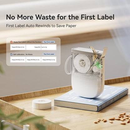 NIIMBOT D110 Mini Label Maker Machine with Tape(Pre-Cut Size 12x40mm), Portable Bluetooth Sticker Printer, Inkless Automatic Feeding One-Touch Custom Printing, Compatible with Phone Only - PuriLite