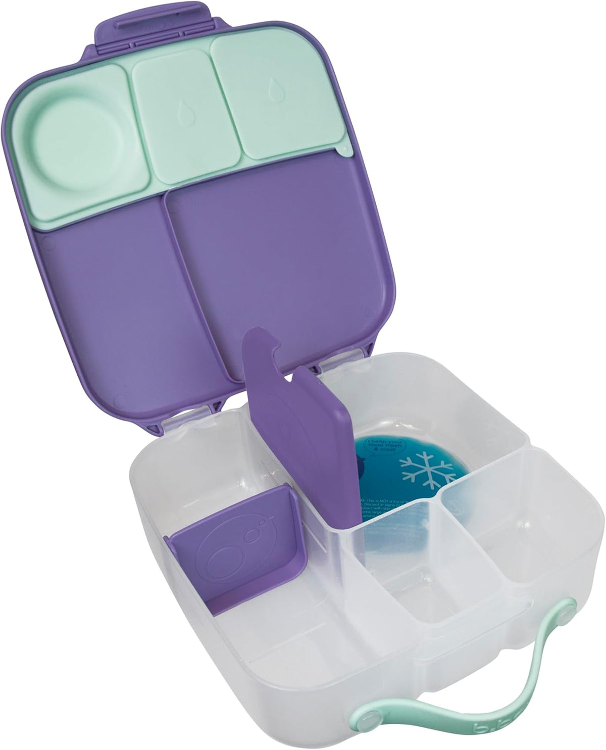 b.box 5-Compartment bento Style Lunch Box for Kids, Toddlers, Childrens, BPA-Free Food Storage Container with Cooler Pack, ON-The-GO Food Box with Handles Included Custom Divider, Lemon Twist - PuriLite