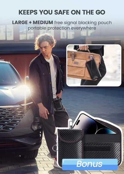 Samfolk Faraday Box with Faraday Pouchs, Faraday Box for Car Keys,RFID Key Fob Protector Anti-Theft Key Fob Box, Anti-Theft Cages for Car Keys, Phone and Credit Card - PuriLite