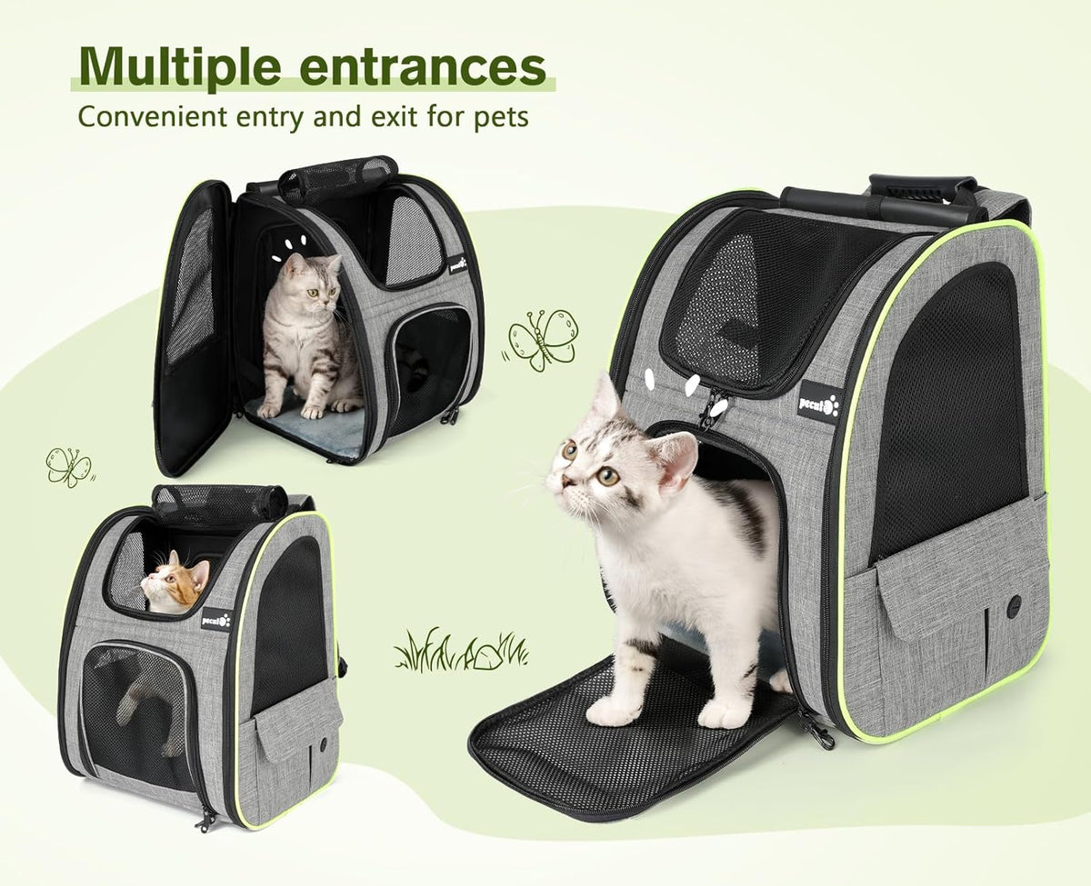 Pecute Pet Carrier Backpack, Dog Carrier Backpack Expandable with Breathable Mesh for Pets ＜6kg, Pet Backpack Carrier for Hiking Travel Camping Outdoor - PuriLite