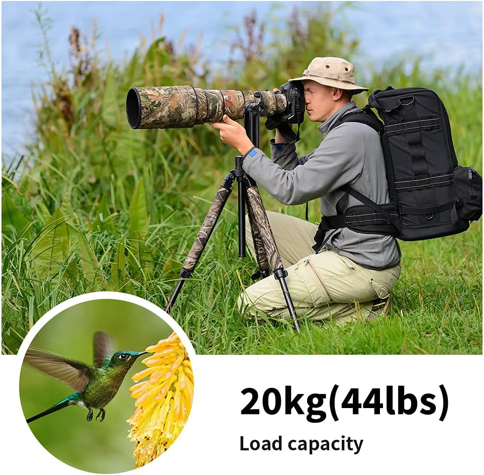 K&F Concept Professional Gimbal Head Heavy Duty Metal 360 Degree Panoramic Tripod Head with Standard 1/4'' Quick Release Plate and Bubble Level for Digital SLR Cameras Up to 20KG/44LBS - PuriLite