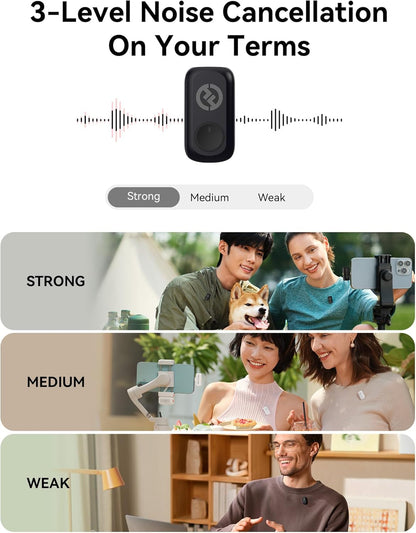 Hollyland Lark A1 Duo - Wireless Microphone USB C for iPhone 16/15 & Android (2TX + USB-C RX + Charging Case), Magnetic Mic for YouTube, TikTok, Podcast, Interviews (Black) - PuriLite
