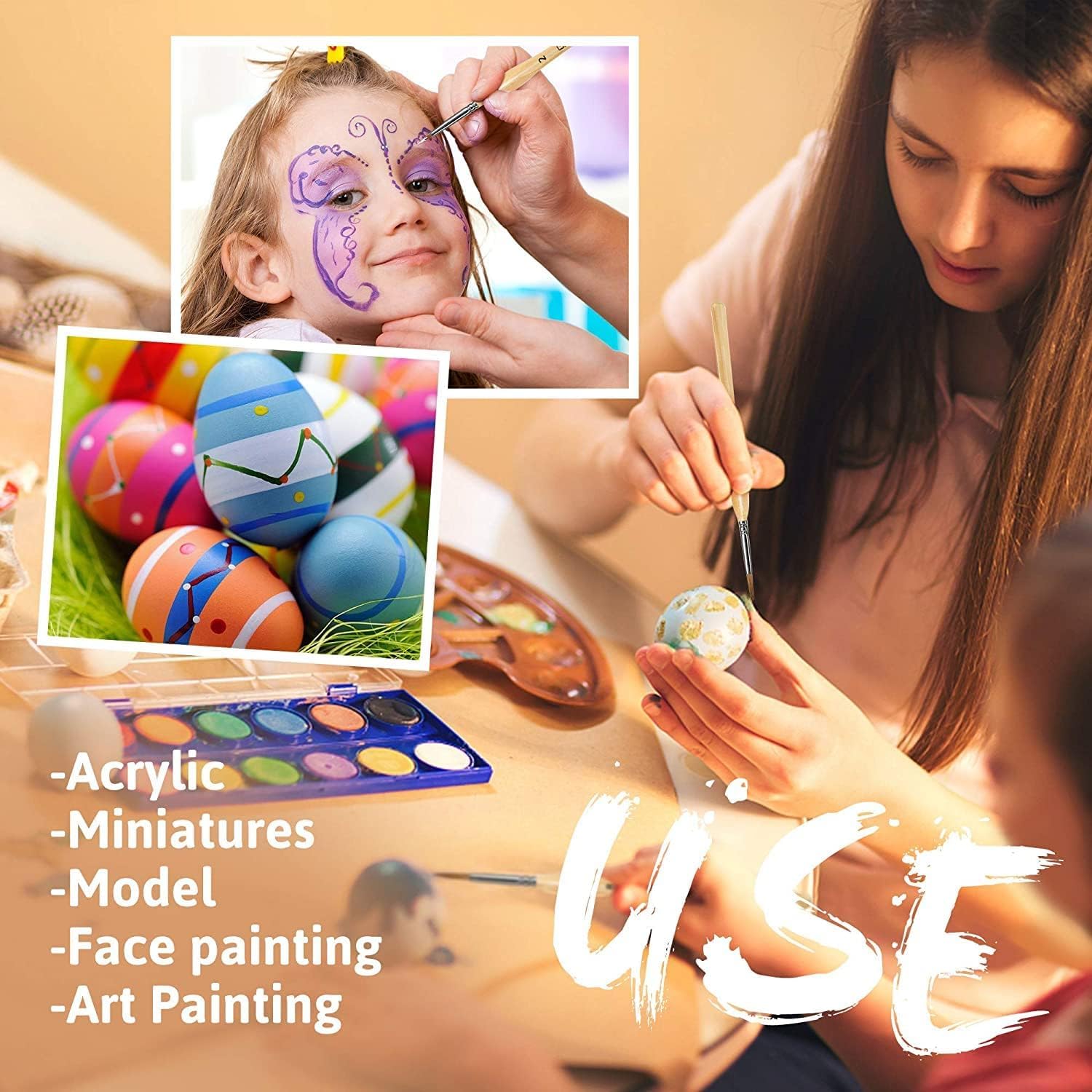Detail Paint Brushes Set 10pcs Miniature Brushes for Fine Detailing & Art Painting - Acrylic, Watercolor,Oil,Models - PuriLite