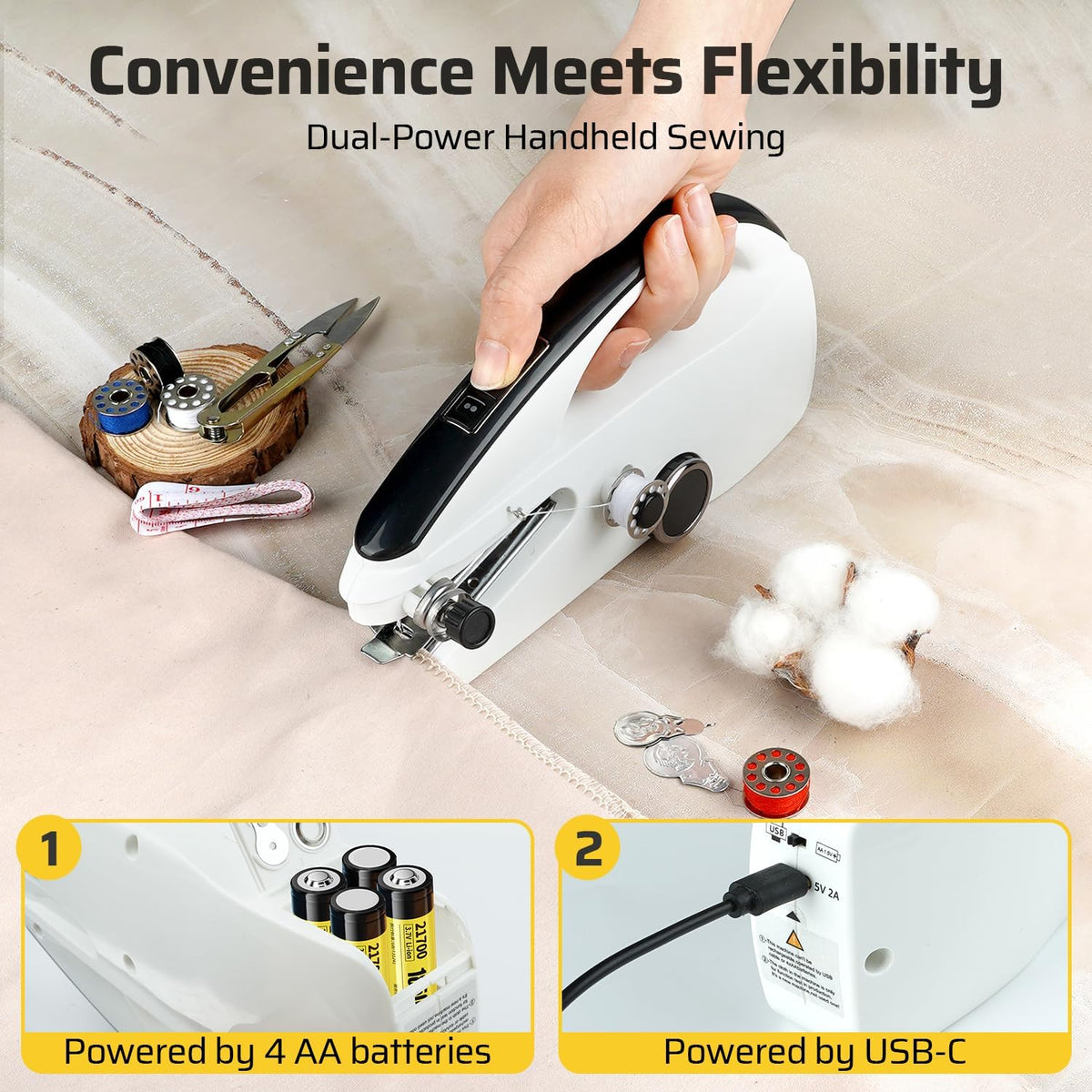 Handheld Sewing Machine, Dual Speed Hand Held Sewing Machine, Sewing Mini Portable Machine for Beginners, Adults, DIY, Home, Travel-G3 - PuriLite