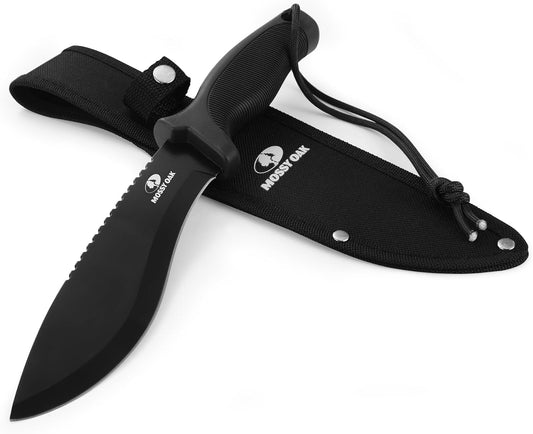 Mossy Oak Survival Hunting Knife with Sheath, 11-1/2-inch Fixed Blade Tactical Bowie Knife, Premium Stainless Steel Blade for Camping, Outdoor, Bushcraft - PuriLite