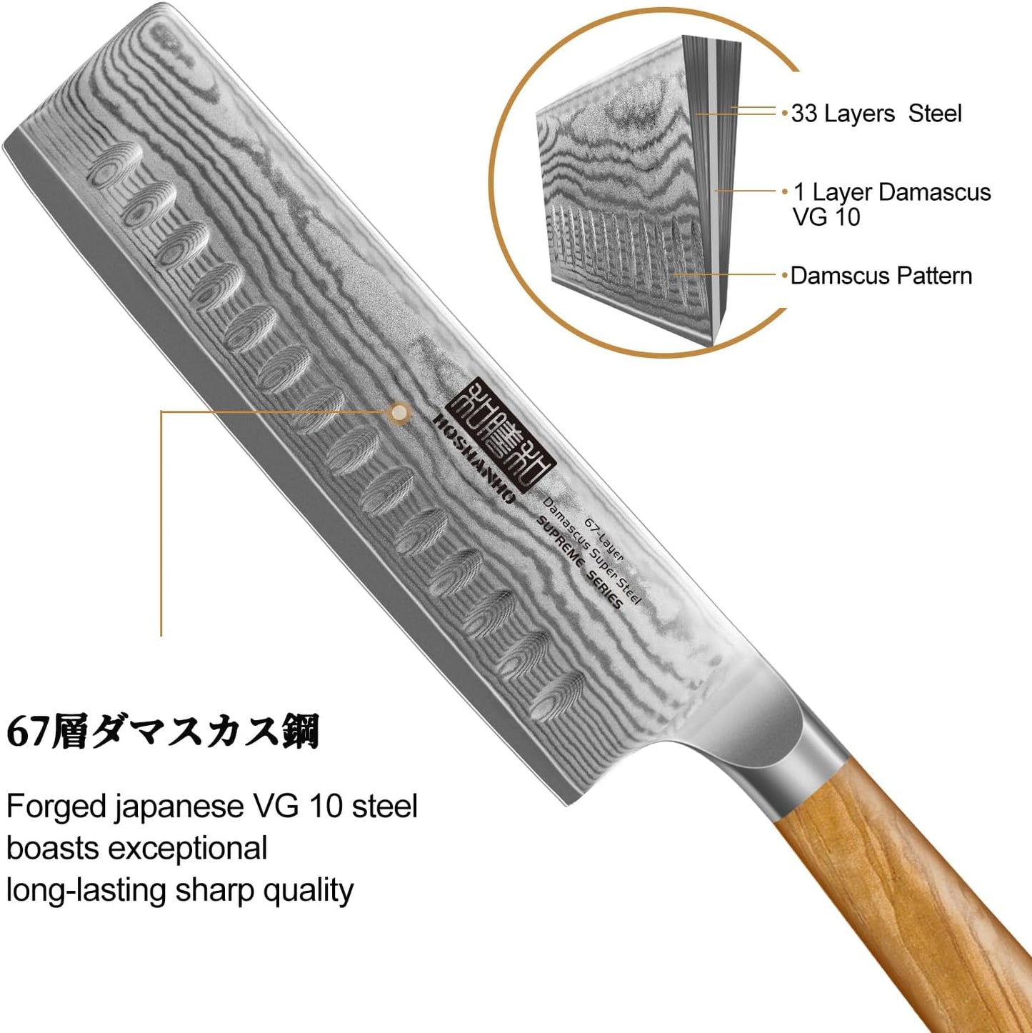 HOSHANHO Damascus Fillet Knife 7 Inch, Professional VG-10 Super Steel Boning Knife, Ultra Sharp Fish Knife with Ergonomic Handle - PuriLite