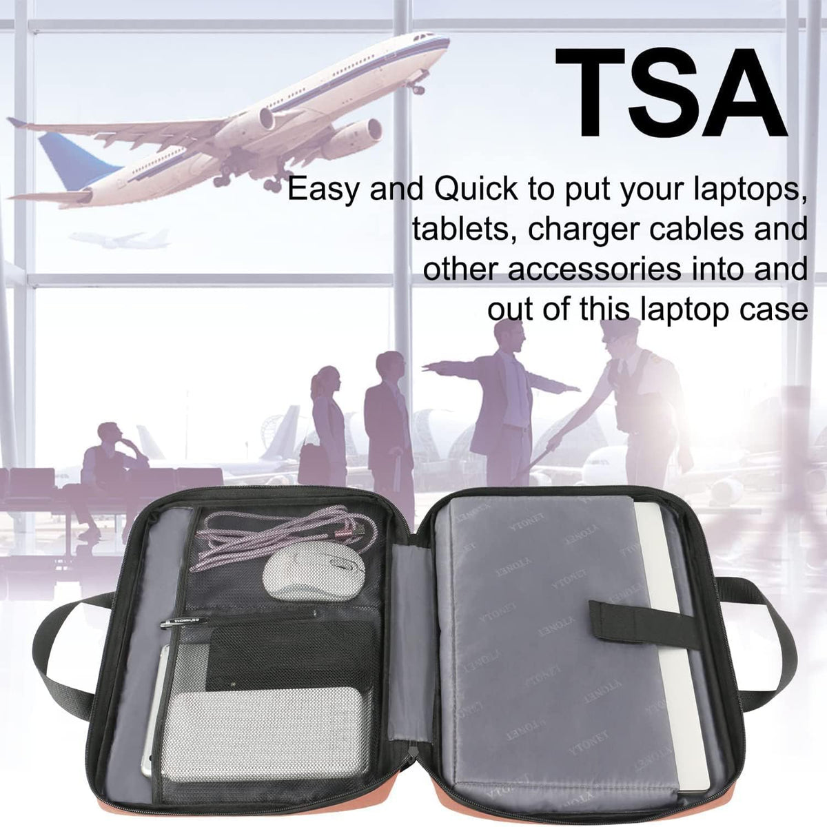 Ytonet Laptop Sleeve, 15.6 inch TSA Laptop Bag Laptop Case Water Resistant Computer Carrying Bag Compatible for Lenovo, HP, Dell, Asus Notebook, Gifts for Men Women, Grey - PuriLite