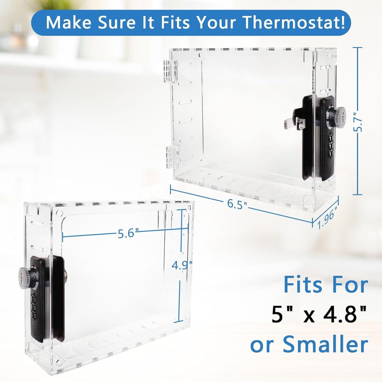 ClarityCraze Universal Thermostat Lock Box, Clear Guard, AC Control, Fits Thermostats Up to 6.88" H x 4.25" W or Smaller - PuriLite