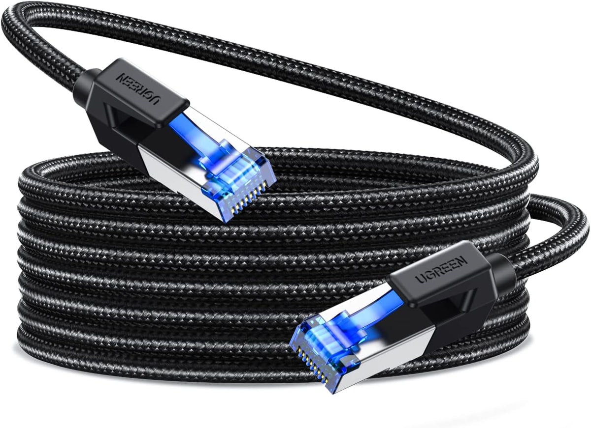UGREEN Cat 8 Ethernet Cable 15FT, High Speed Braided 40Gbps 2000Mhz Network Cord Cat8 RJ45 Shielded Indoor Heavy Duty LAN Cables Compatible for Gaming PC PS5 PS4 PS3 Xbox Modem Router 15FT - PuriLite