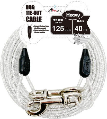 Petest 25ft Reflective Tie-Out Cable for Small Dogs Up to 35 Pounds - PuriLite
