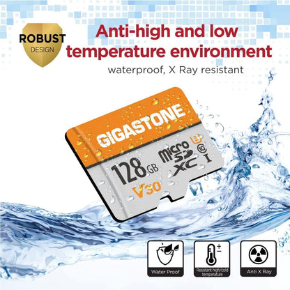 GIGASTONE 128GB Micro SD Card 2-Pack, A1 V30 4K Video Recording, Compatible with Security Camera, Dash cam, Drone, 95MB/s MicroSDXC Memory Card UHS-I Class 10, with 2 SD Adapter - PuriLite