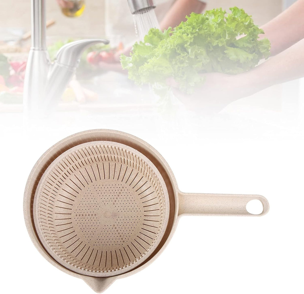 Easy to Use Pro Pump Spinner with Bowl, Colander and Built in Draining System, Salad Spinner, Large Lettuce Spinner, Salad Spinner for Kitchen(Beige) - PuriLite