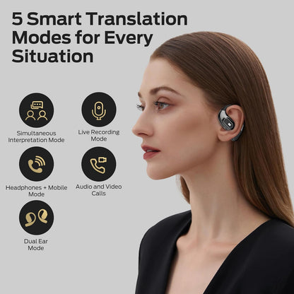 Monster AI Translation Earbuds AC330, 3-in-1 Translator Earbuds Bluetooth 6.0, Wireless Open Ear Headphones with 115 Languages Real-Time Translation, Stylish Rotating Case with Lanyard, Black - PuriLite