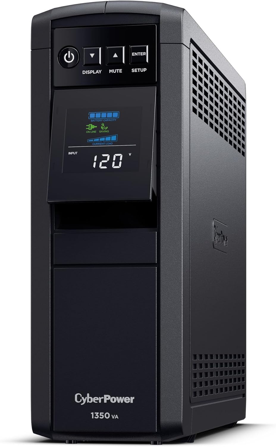 CyberPower CP1500PFCLCD PFC Sinewave UPS System, 1500VA/1000W, 12 Outlets, AVR, Mini Tower, Black - PuriLite