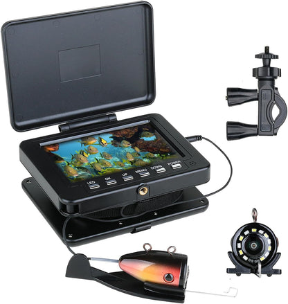 Underwater Fishing Camera for Rod, 5 Inch LCD Monitor with 1080P Portable Fish Finder, Adjustable LED White Light, 15M Cable Aluminum IP68 Camera for Ice Lake Sea Boat Kayak Fishing - PuriLite