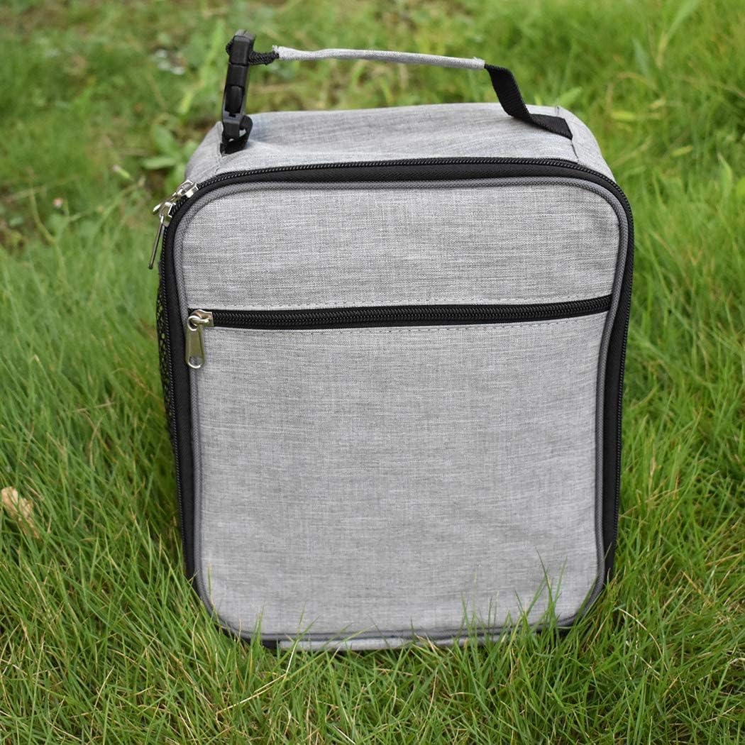 Insulated Lunch Bag, Leakproof Portable Lunch Box for Women Men Boys Girls, Large Capacity Cooler Bag with Handle and Bottle Pocket for Office School Camping Hiking Outdoor Beach Picnic (Black) - PuriLite
