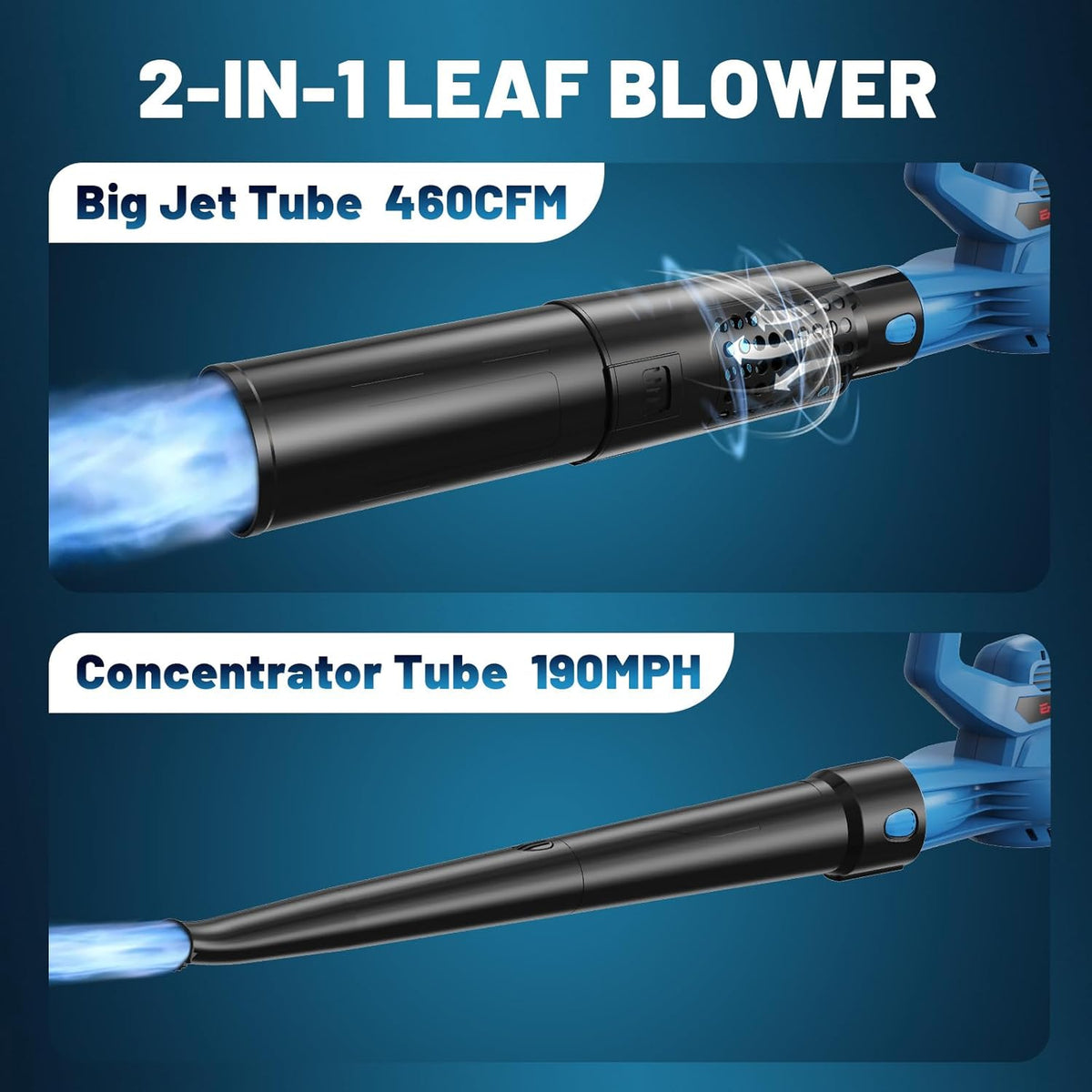 Enhulk 20V 4.0Ah Cordless Leaf Blower,460CFM &190MPH,2-in-1 Battery Powered Leaf Blower,6 Variable Speed,for Blowing Leaves,Debris,Snow and Dust,4.0Ah Battery&Charger Included - PuriLite