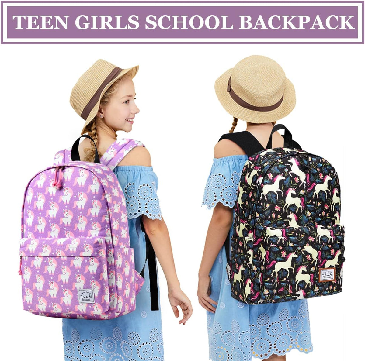 VASCHY Lightweight School Backpack for Women with Sleeve for 14" Laptop - PuriLite