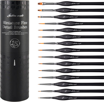 Detail Paint Brushes Set 10pcs Miniature Brushes for Fine Detailing & Art Painting - Acrylic, Watercolor,Oil,Models - PuriLite